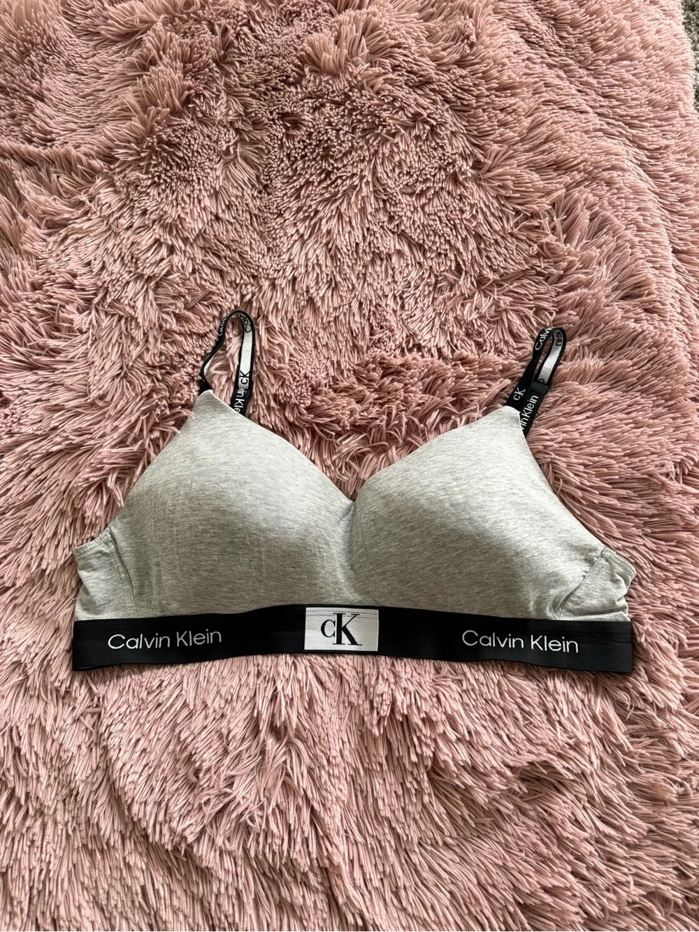 Calvin Klein Gray & Black Logo Bralette